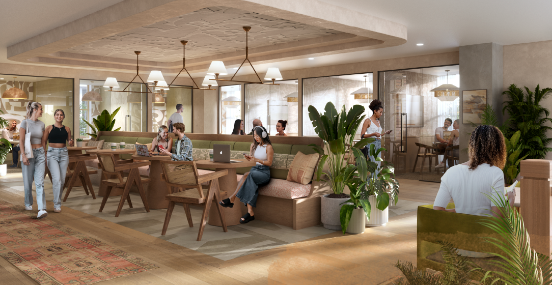 ASU Students in Rambler Tempes common area.