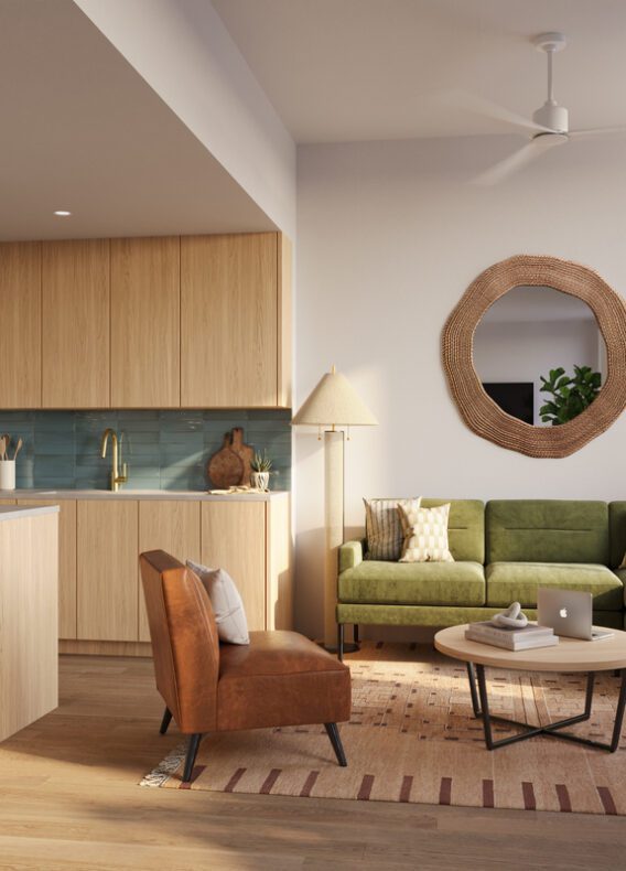 Interior image of Rambler Tempe's living room.