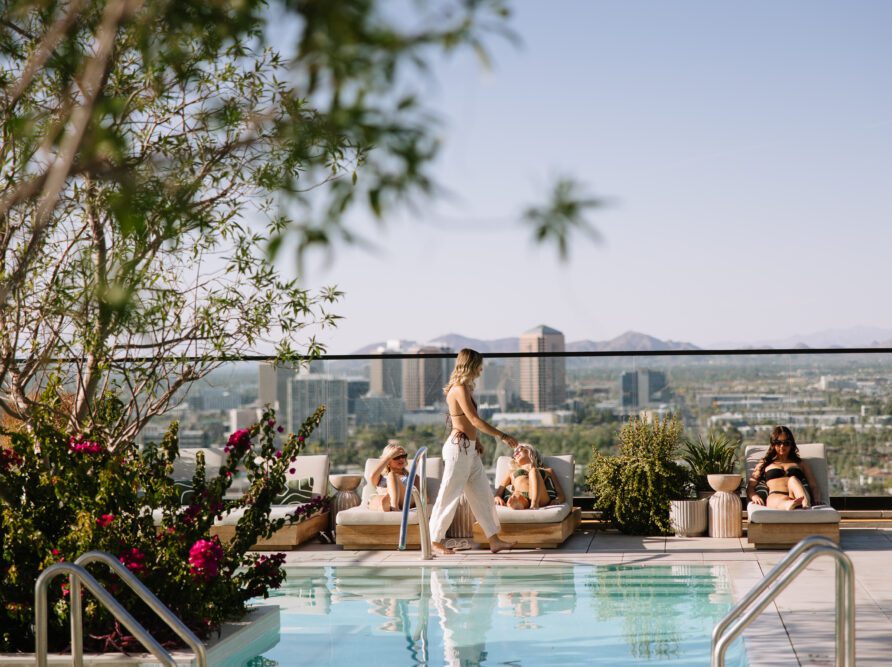 ASU students at apartment pool