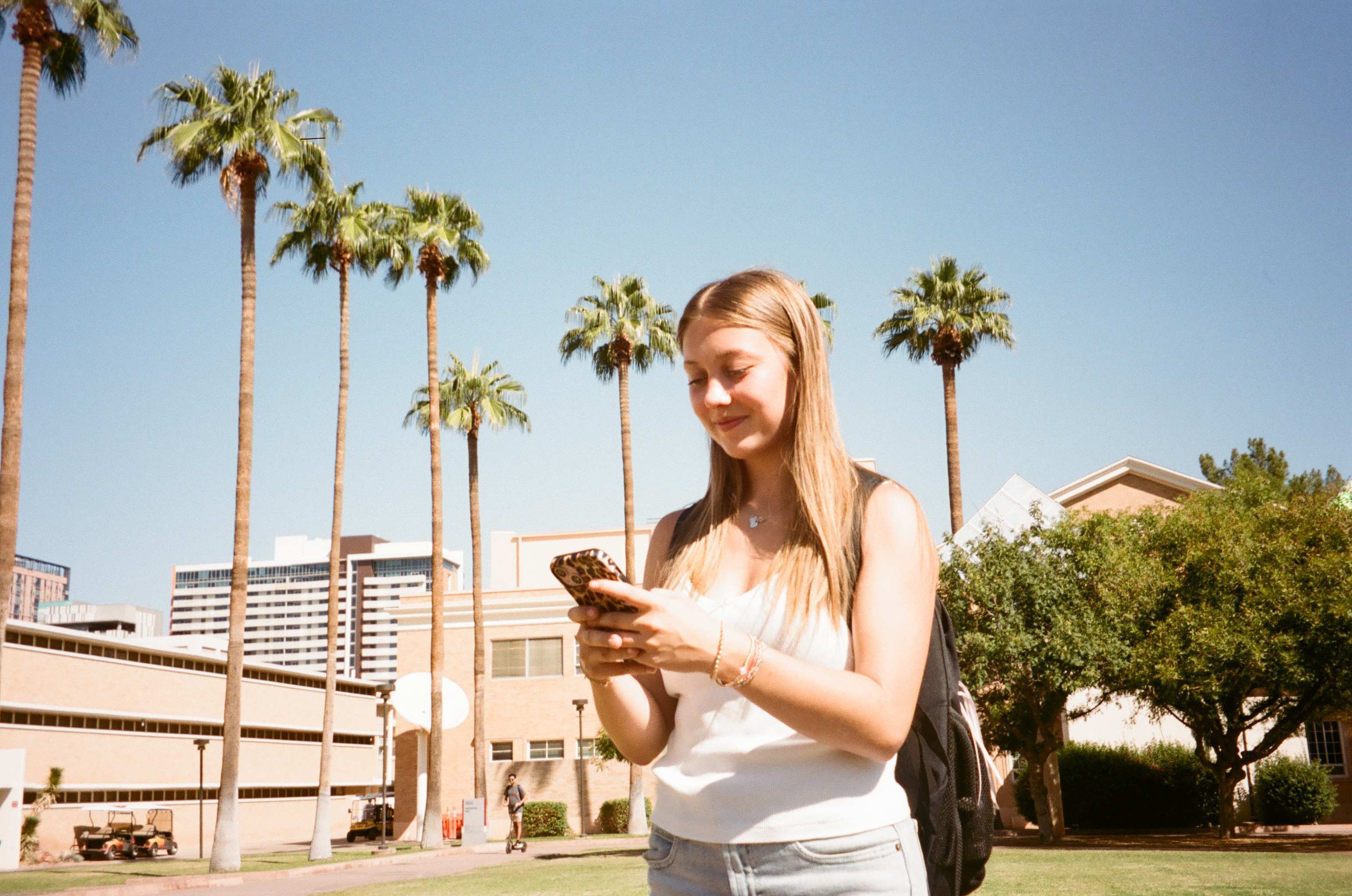 Student at ASU walking to class