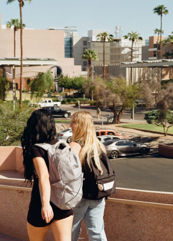 Students walking on campus