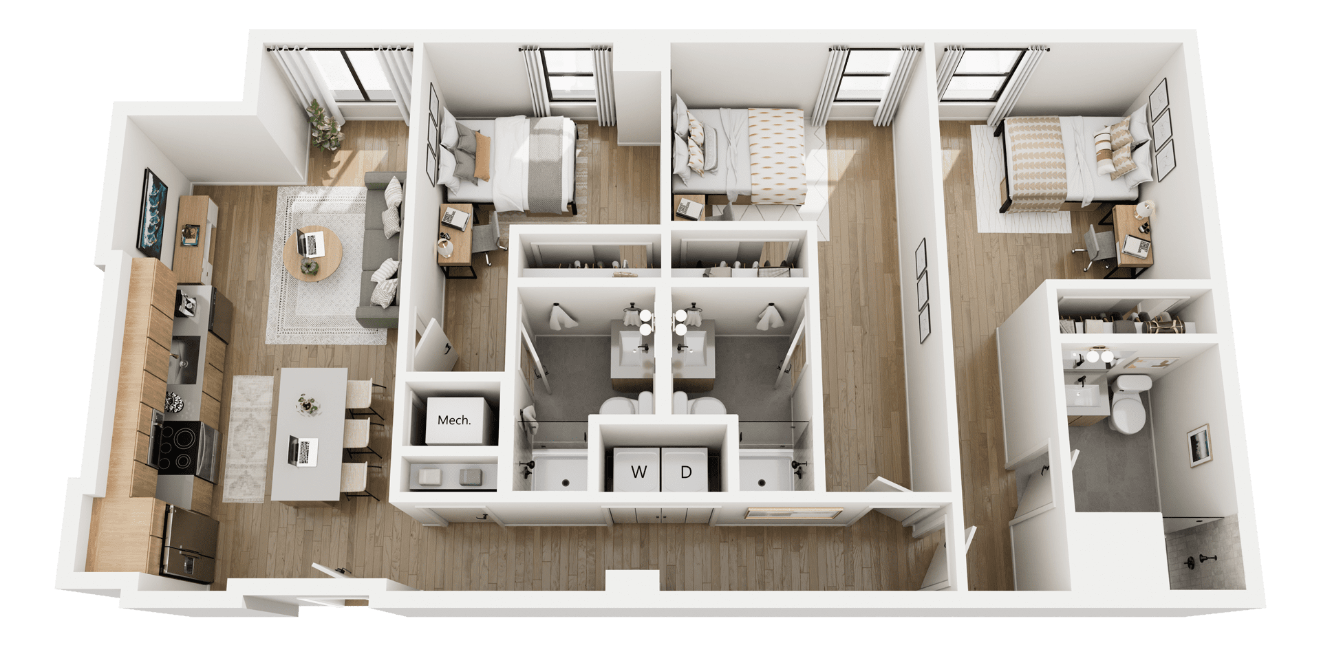 3D 3x3 floorplan rambler