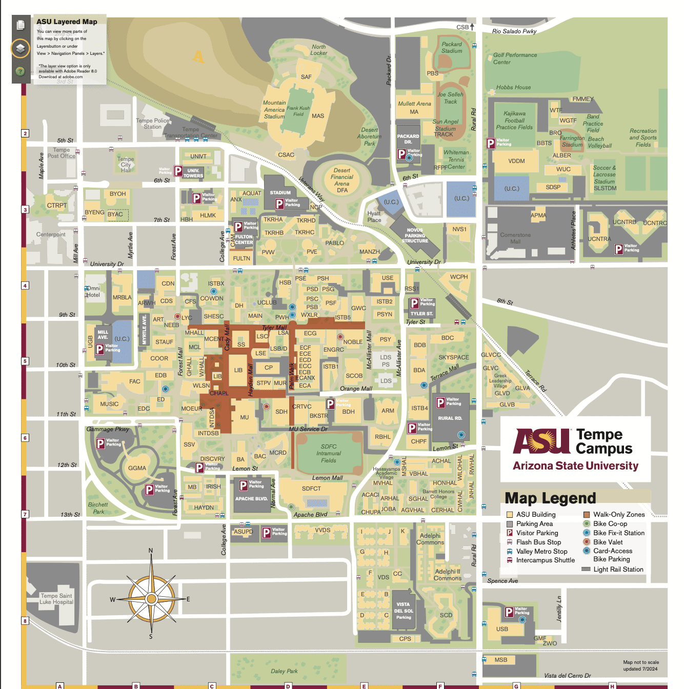 parking map of ASU Tempe