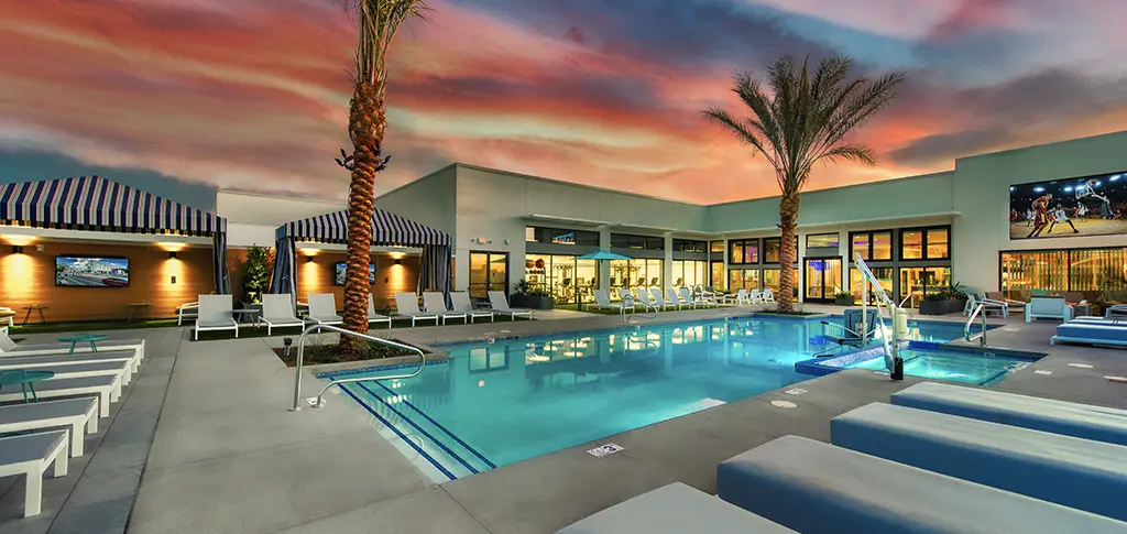 Pool deck at Canvas Tempe, a student apartment near ASU campus