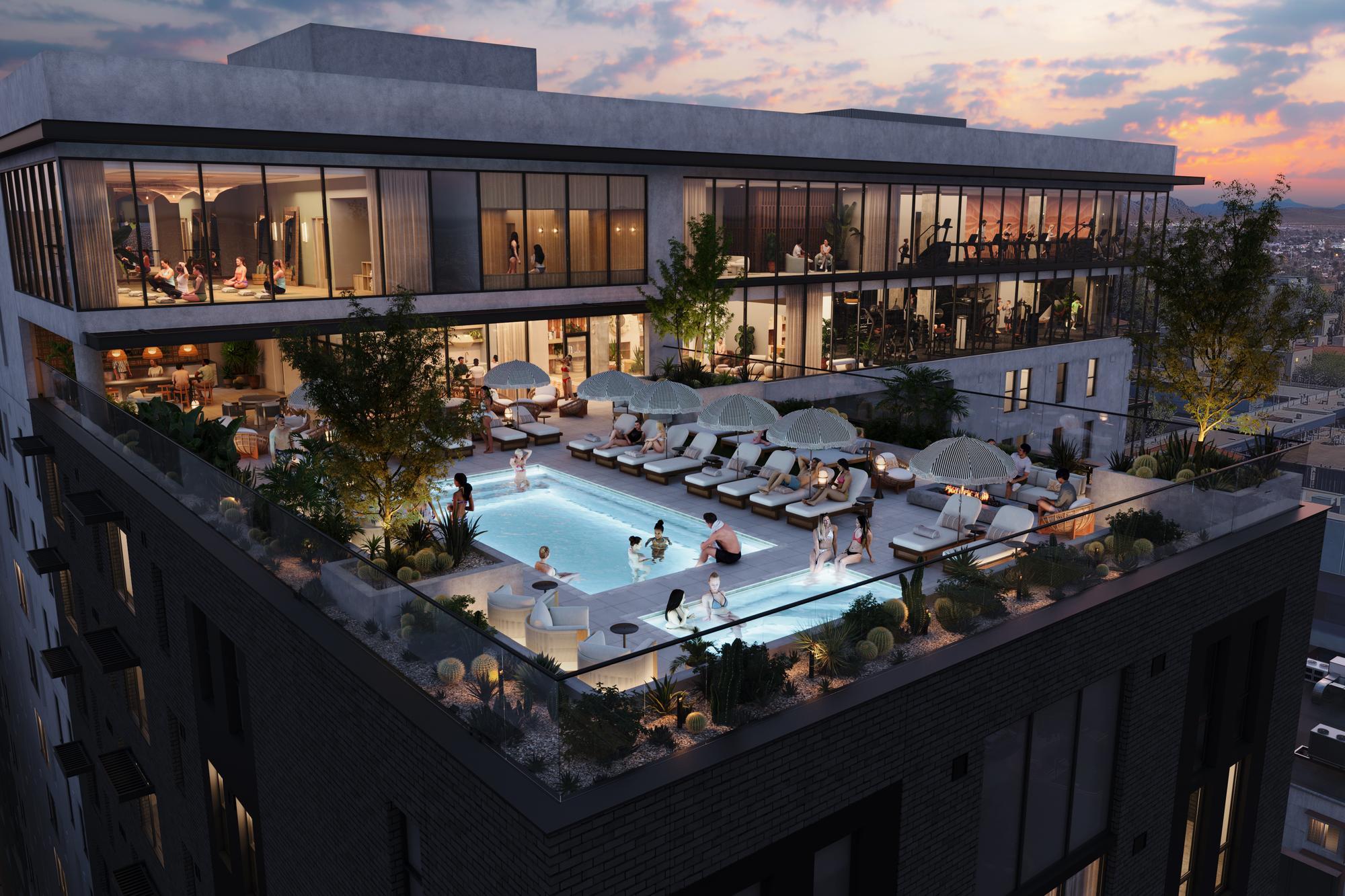 Take in stunning views of Tempe and the ASU campus from the rooftop pool deck.