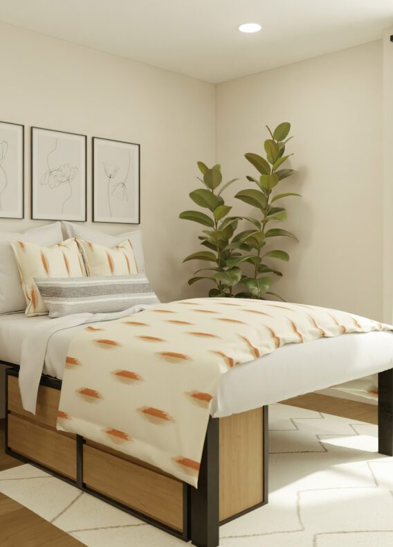 Representative rendering of bedrooms at Rambler Tempe