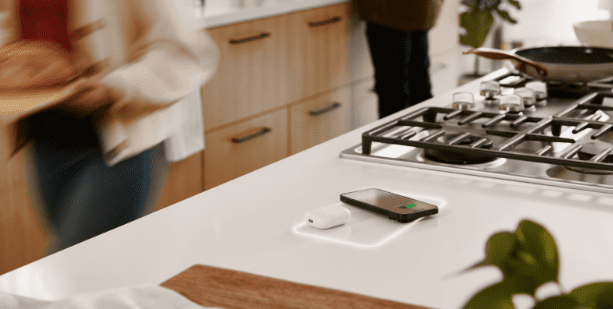 FreePower provides wireless charging on residential countertops.