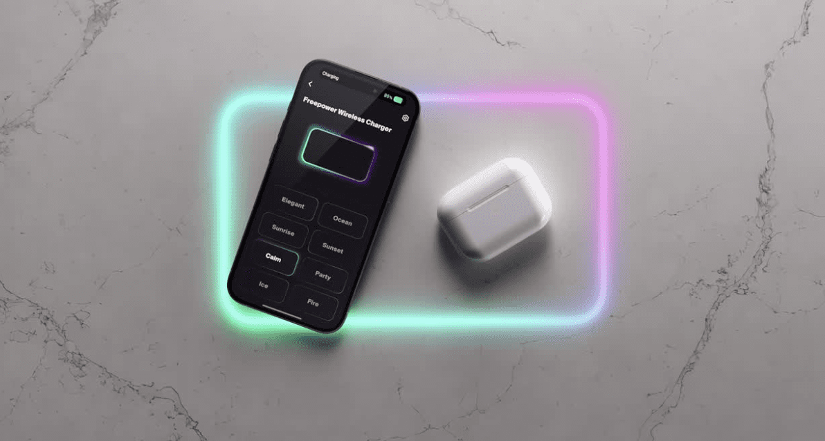 A rainbow charging halo shows the customizable options for your counter’s FreePower technology.