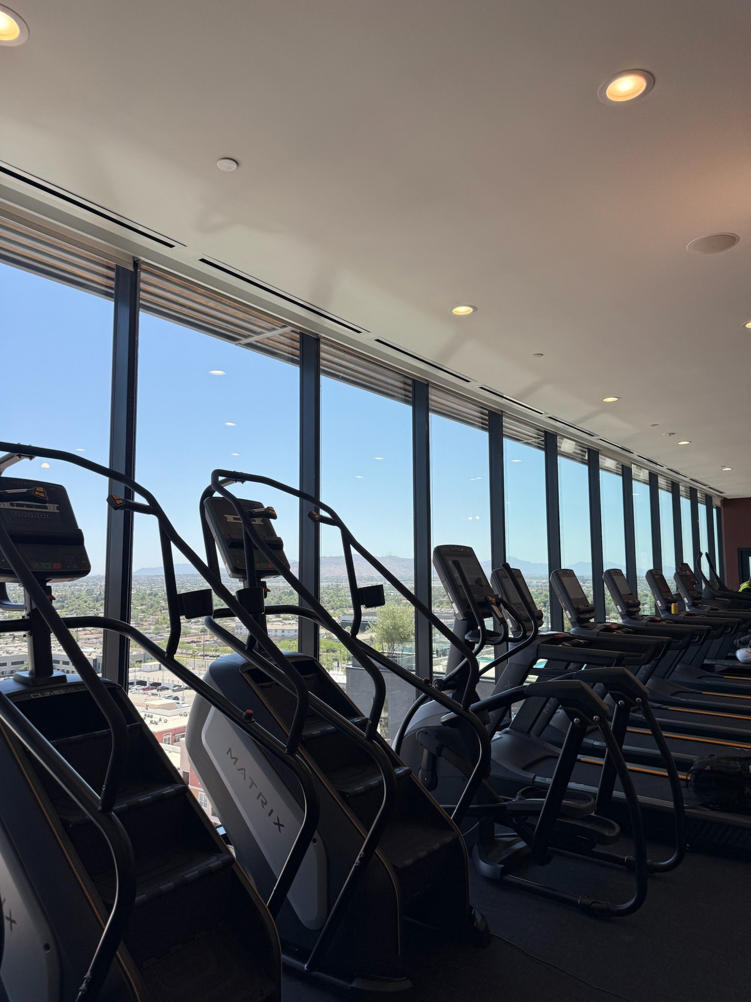 Cardio equipment installed on the 14th floor with sweeping views of Tempe to keep you motivated.