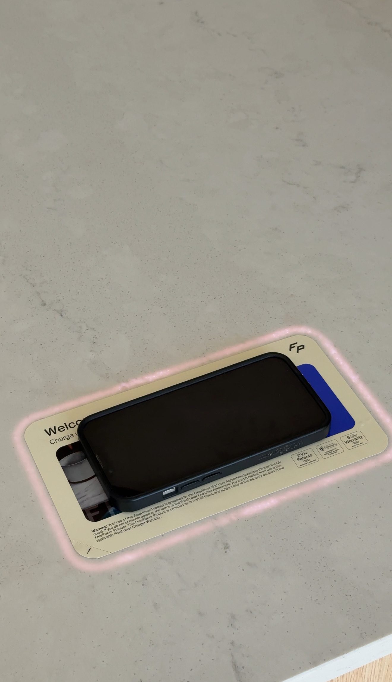 The Freepower charging island installed on the elevated floors, just set your phone down and it charges.